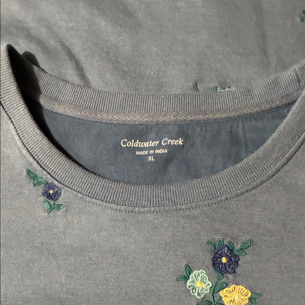 Coldwater Creek Blue Floral Sweater - Picture 4 of 4